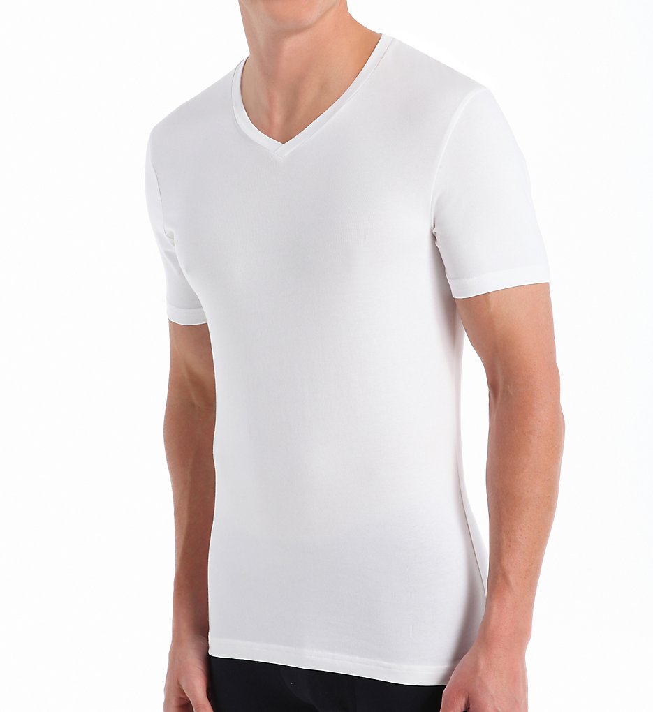 Bread and Boxers BNBUS107 V-Neck Cotton Blend T-Shirt (White)