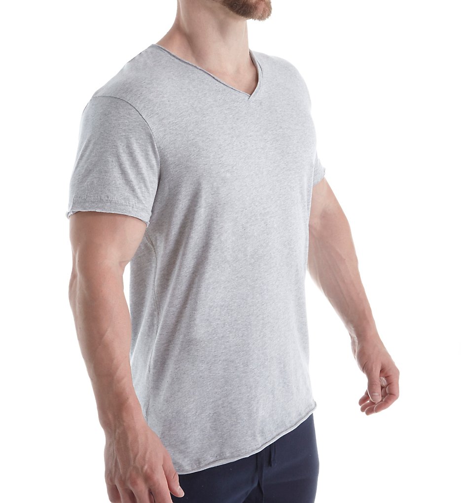 Bread and Boxers BNBUS108 Relaxed V-Neck Organic Cotton T-Shirt (Grey Melange)
