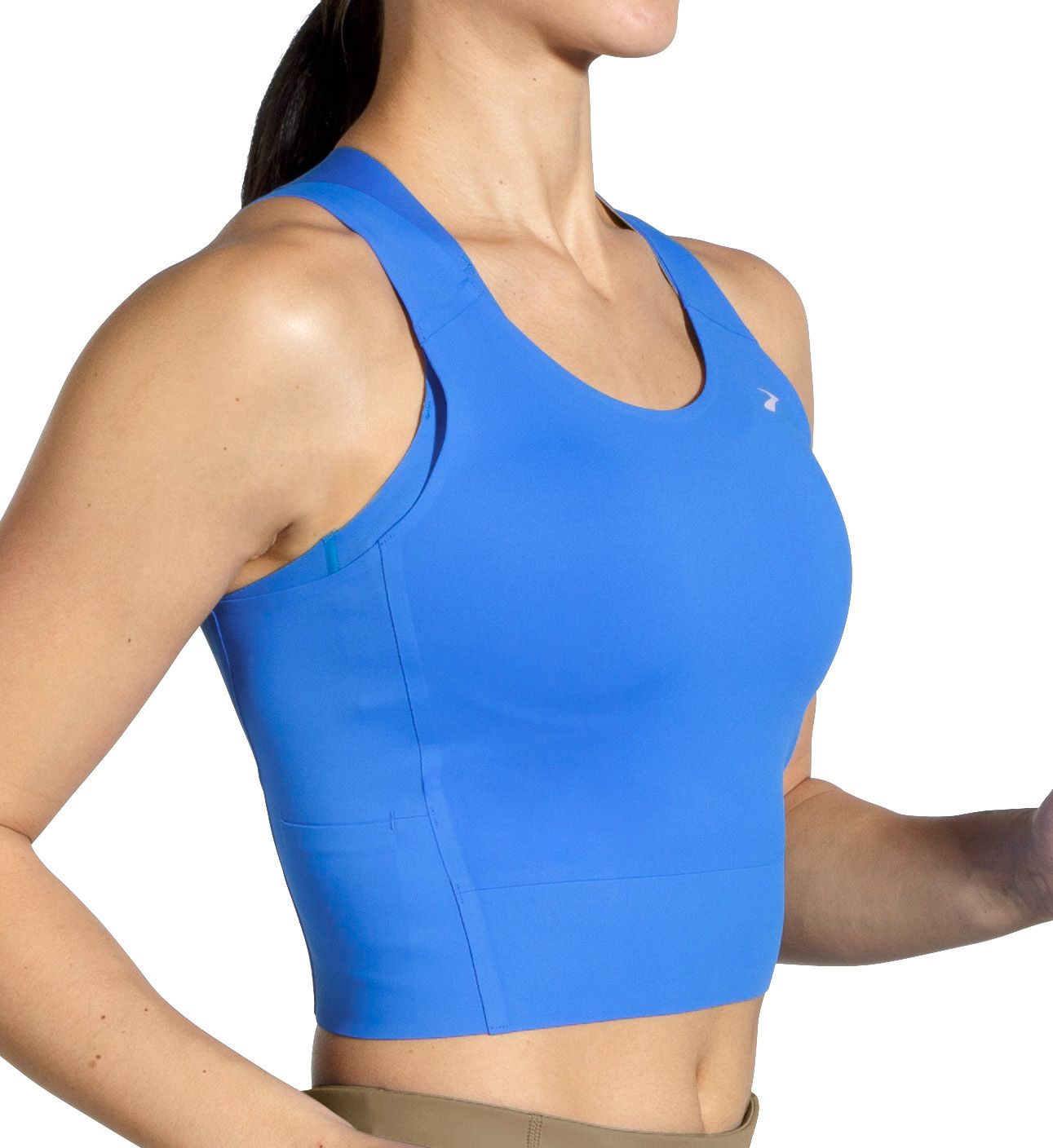 Brooks Women's Run Within Crop Tank Top in Bluetiful/Golden Hour | Size: 2X | HerRoom.com