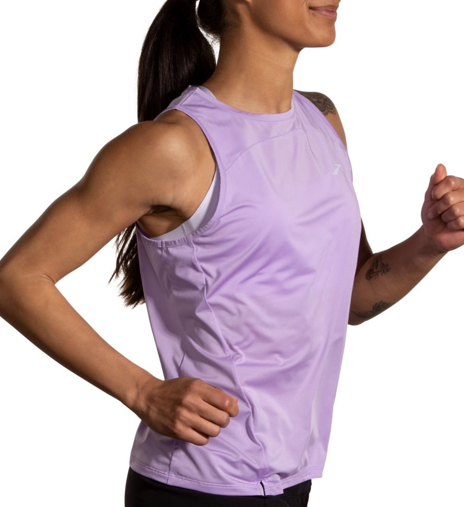 Brooks Women's Pink Purple Racerback Tank Top Built In Bra Size XS