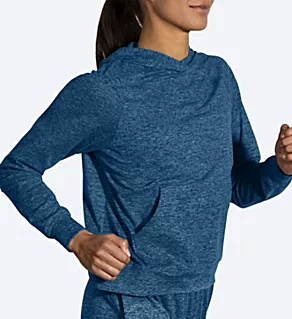 Luxe Soft UPF 50+ Hoodie with Pocket Heather Moroccan Blue 2X