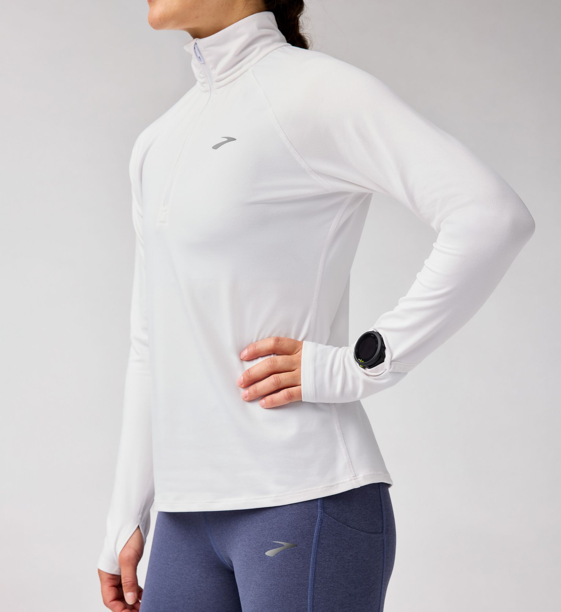 Brooks Women's Dash DriLayer 1/2 Zip 3.0 in White | Size: Large | HerRoom.com