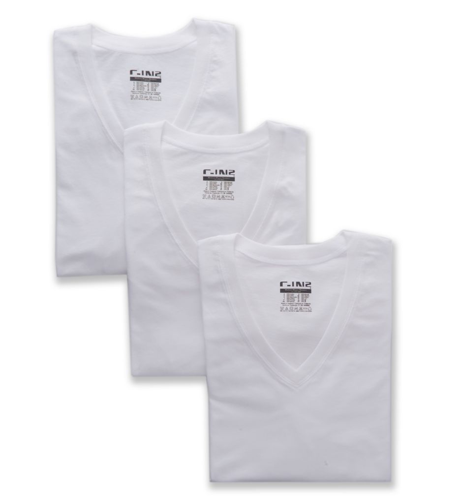 100% Cotton High V Neck T-Shirts - 3 Pack-cs2