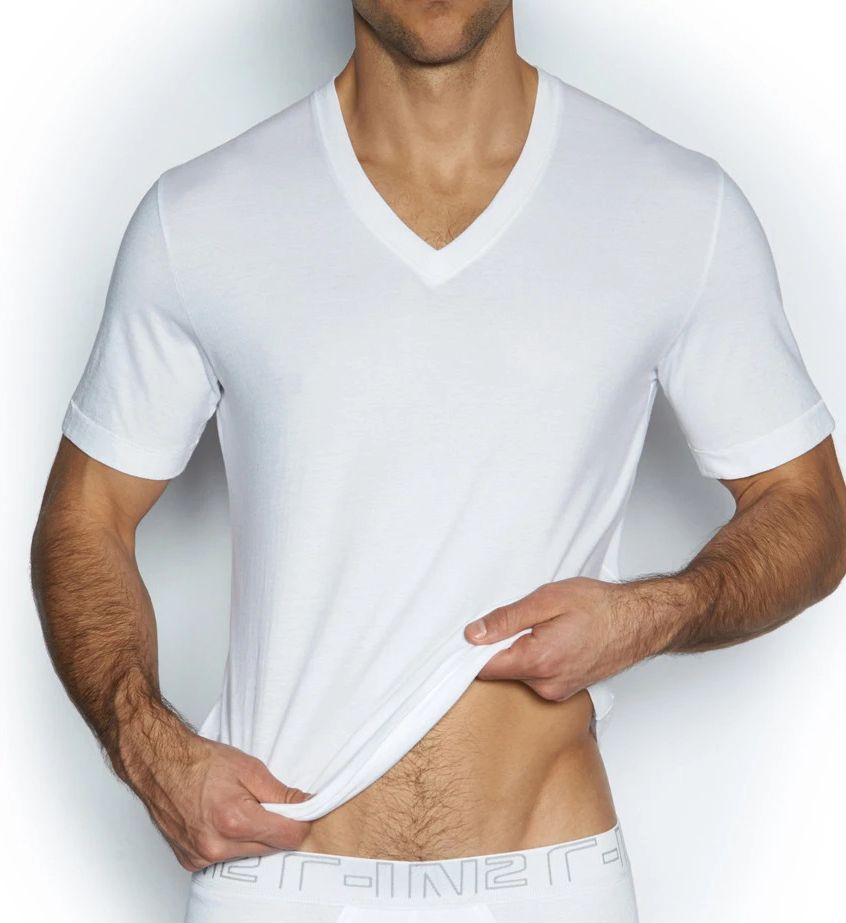 100% Cotton High V Neck T-Shirts - 3 Pack-fs