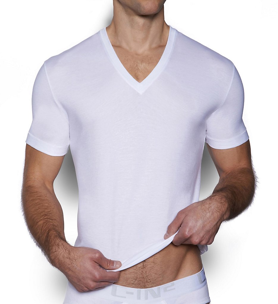 C-in2 4110 Core Basic 100% Cotton V-Neck T-Shirt (White)