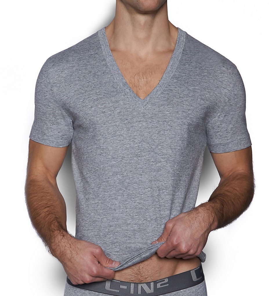 C-in2 4111 Core Deep V-Neck Pima Cotton T-Shirt (Grey)