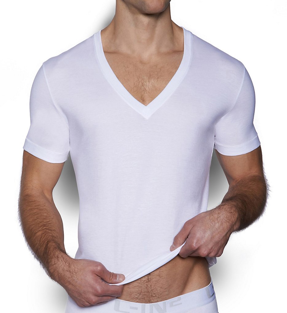 C-in2 4111 Core Deep V-Neck Pima Cotton T-Shirt (White)