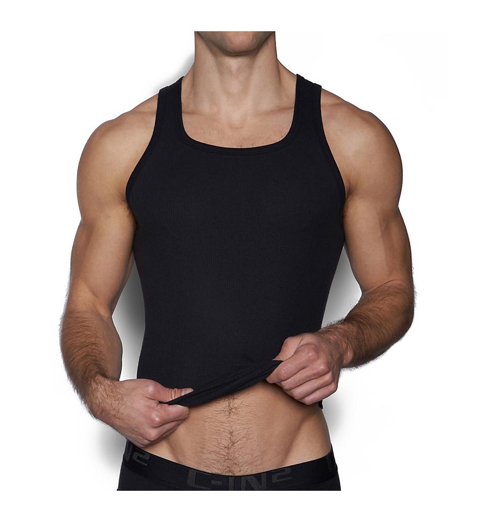 C-in2 4127 Core Basic 100% Cotton Square Neck Tank (Black)