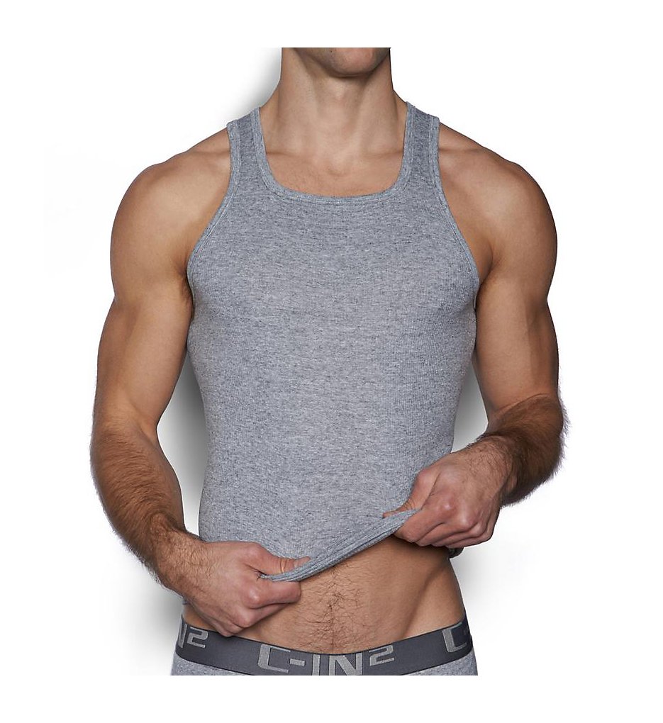 C-in2 4127 Core Basic 100% Cotton Square Neck Tank (Heather Grey)