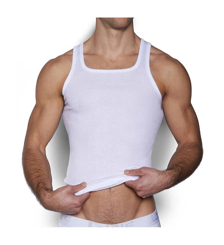 C-in2 4127 Core Basic 100% Cotton Square Neck Tank (White)