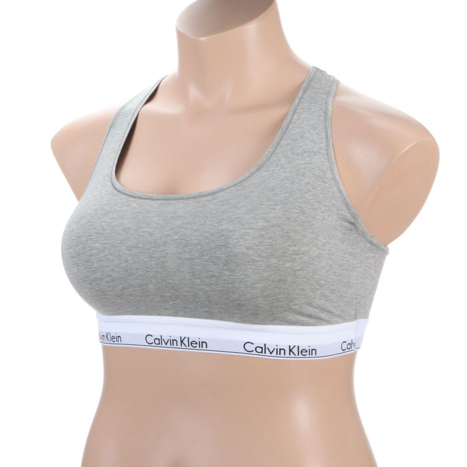 Calvin Klein Women's Modern Cotton Bralette and Bikini Set Grey Heather  (QF1693)