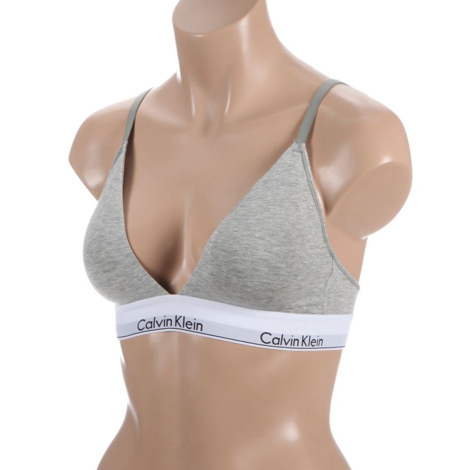 NWT Calvin Klein M Modern Cotton Lightly Lined Triangle Bralette Bra QF5650  Gray