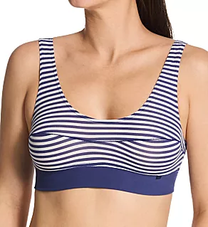 Elastic Bralette Soft Bra Cobalt Blue Print S