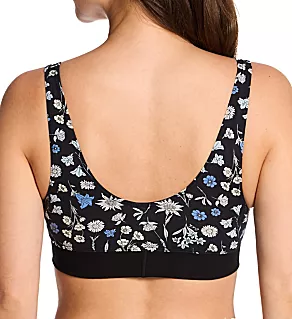 Elastic Bralette Soft Bra Black Print XS