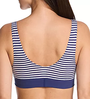 Elastic Bralette Soft Bra Cobalt Blue Print S