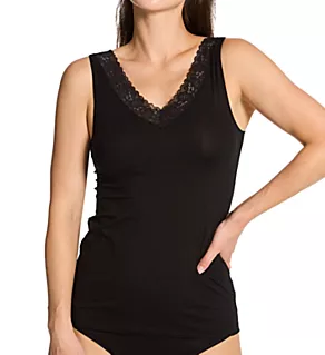 Natural Comfort Lace Tank Top Black L