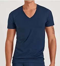 Evolution Pima Cotton V-Neck T-Shirt Saragossa Blue M