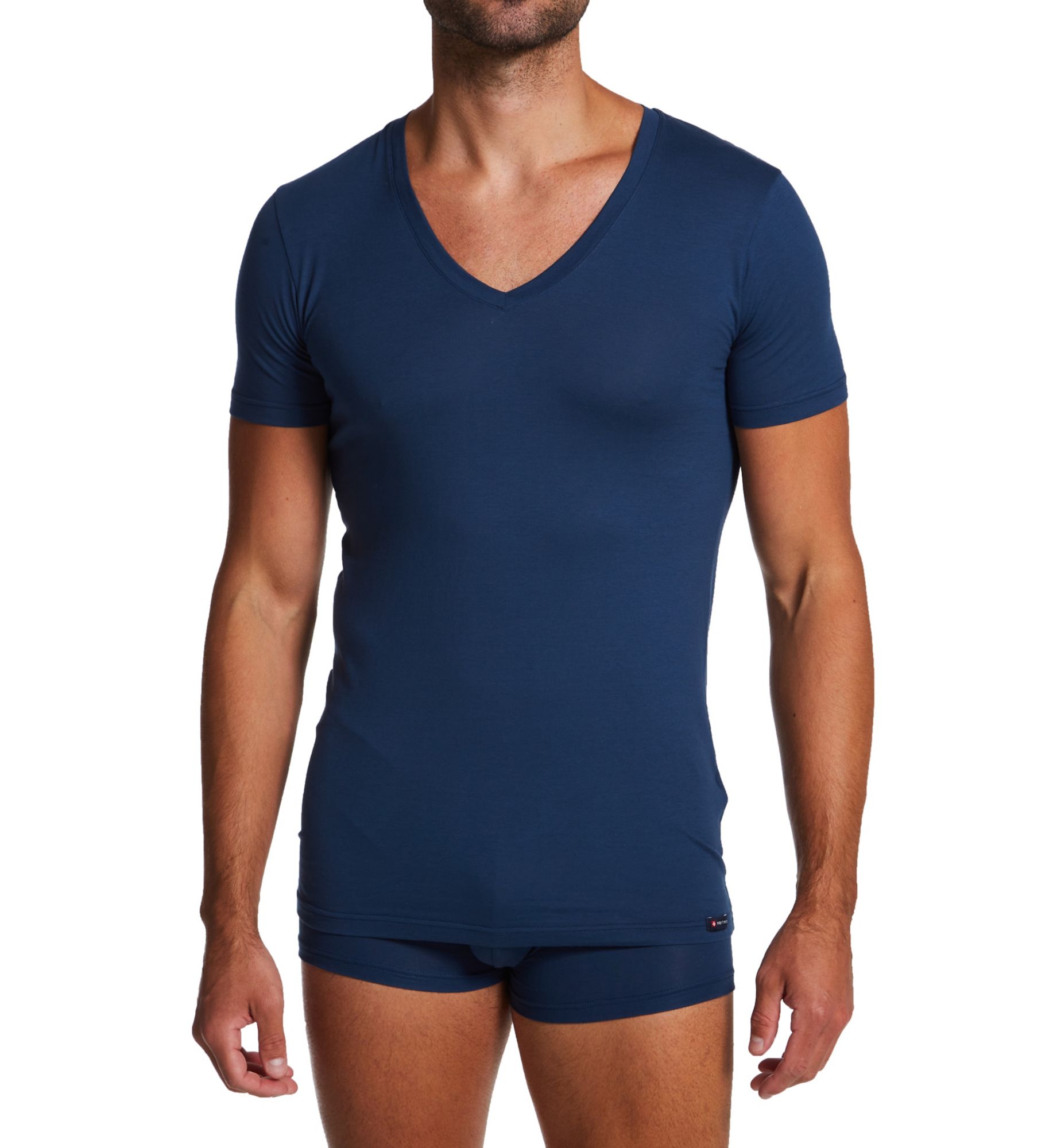 Calida Evolution Pima Cotton V-Neck T-Shirt Saragossa Blue 2XL  - Image 1