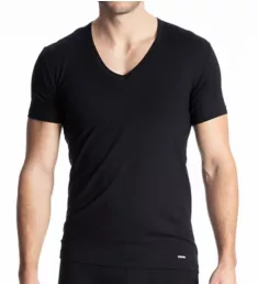 Cotton Code V-Neck Shirt blk 2XL