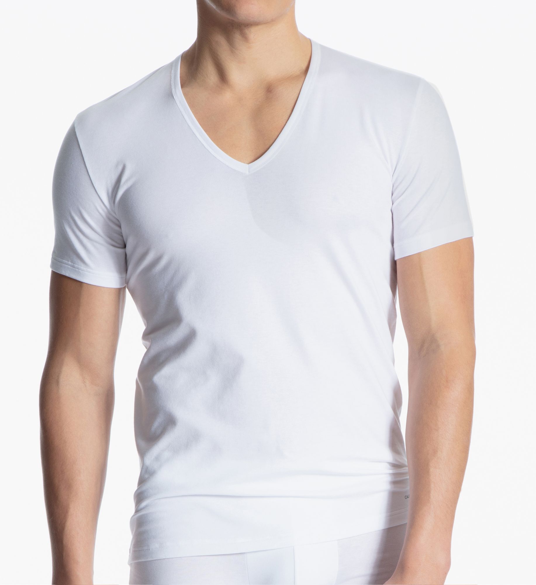 Calida Cotton Code V-Neck Shirt wht S  - Image 1