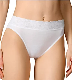 Lycra Lace Hi Cut Brief Panties White XS