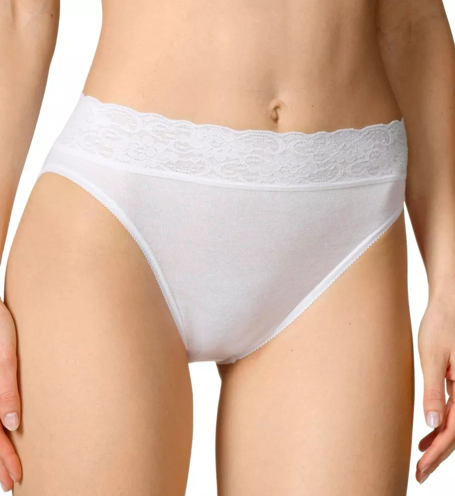 Lycra Lace Hi Cut Brief Panties White XS