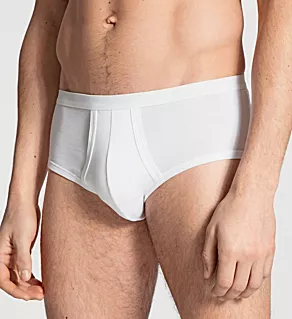 Twisted Cotton Brief With Fly WHT 2XL