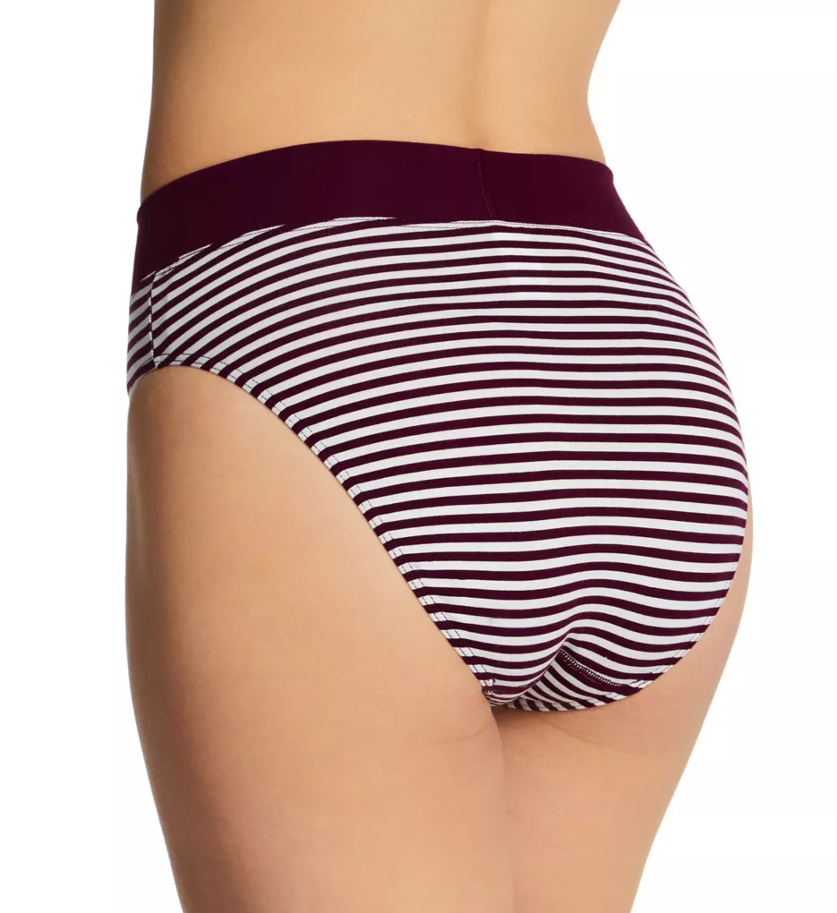 Elastic Hi Cut Brief Panties English Red Stripe XS