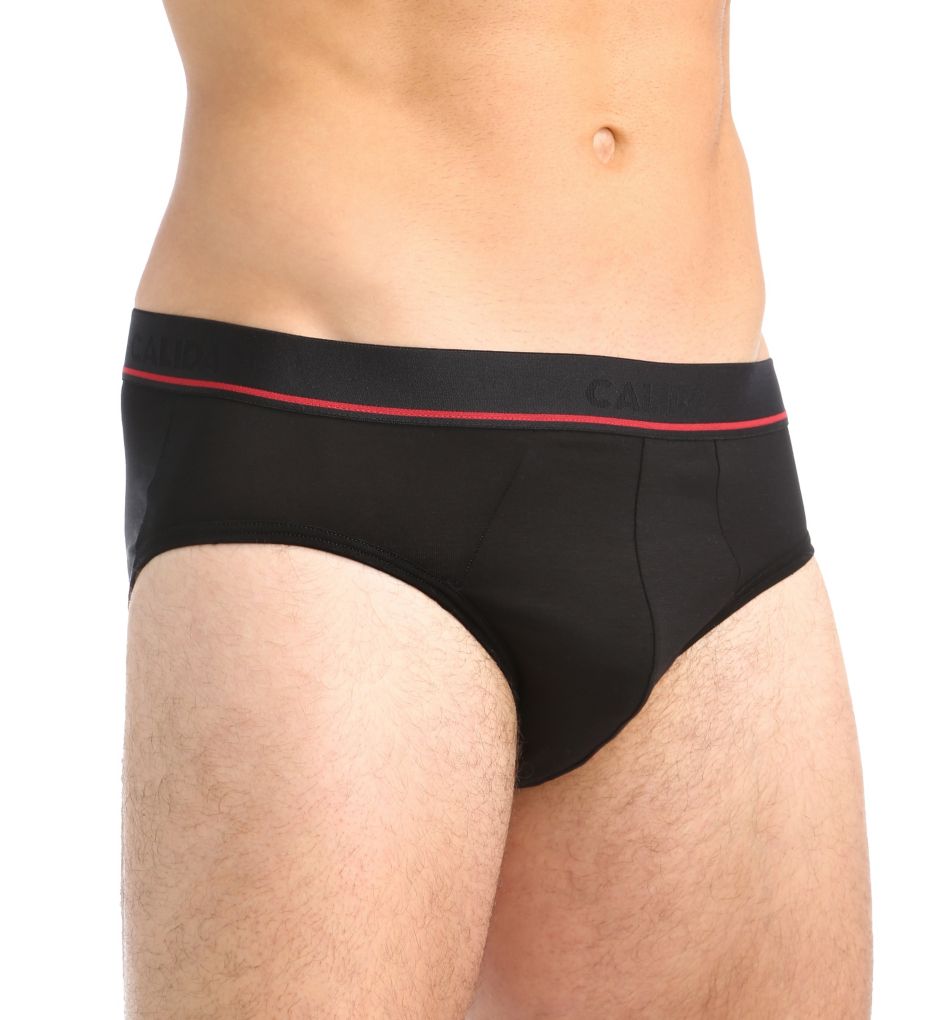 Swiss Cotton Red Striped Accent Brief-acs