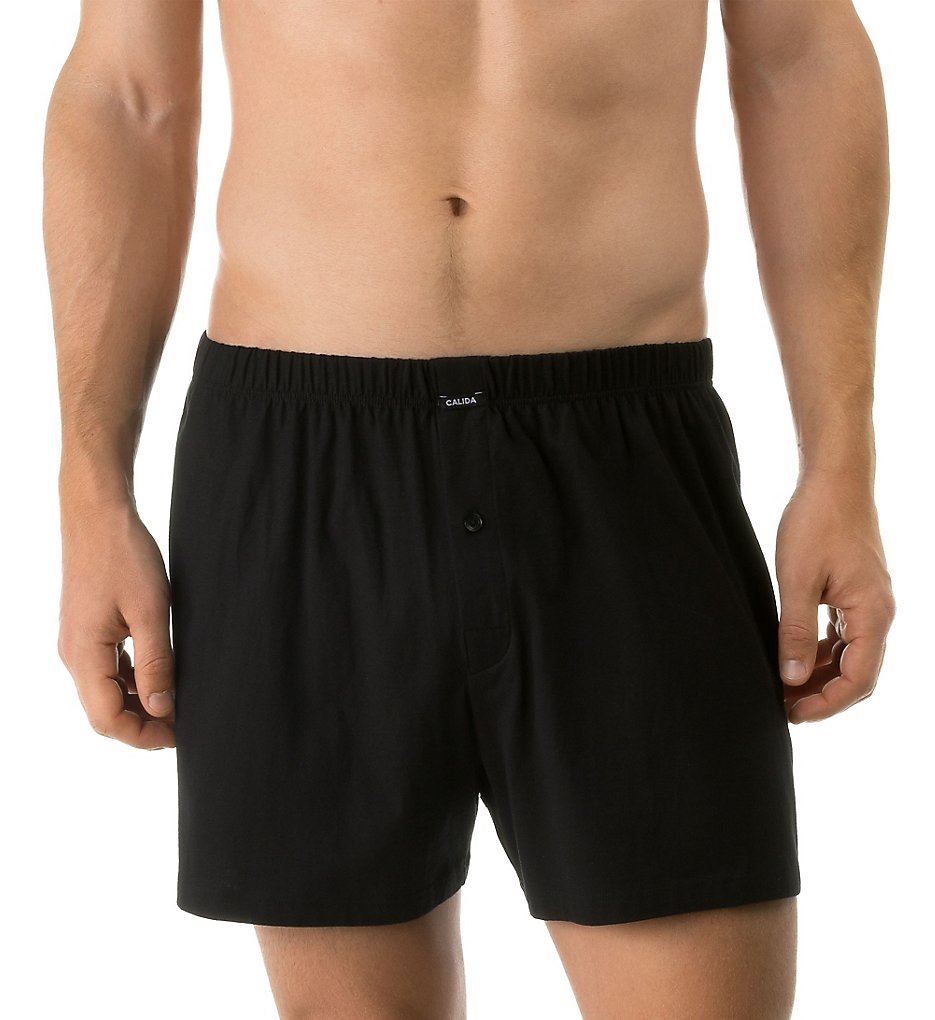 Calida 24714 Activity Cotton Fly Front Boxer (Black)