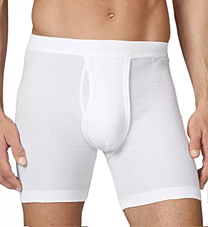 Cotton 1x1 New 100% Cotton Fly Front Boxer WHT 2XL