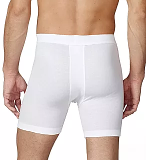 Cotton 1x1 New 100% Cotton Fly Front Boxer WHT 2XL