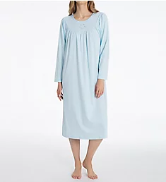 Soft Cotton Long Sleeve Nightgown Light Blue XS