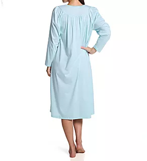 Soft Cotton Long Sleeve Nightgown Light Blue XS