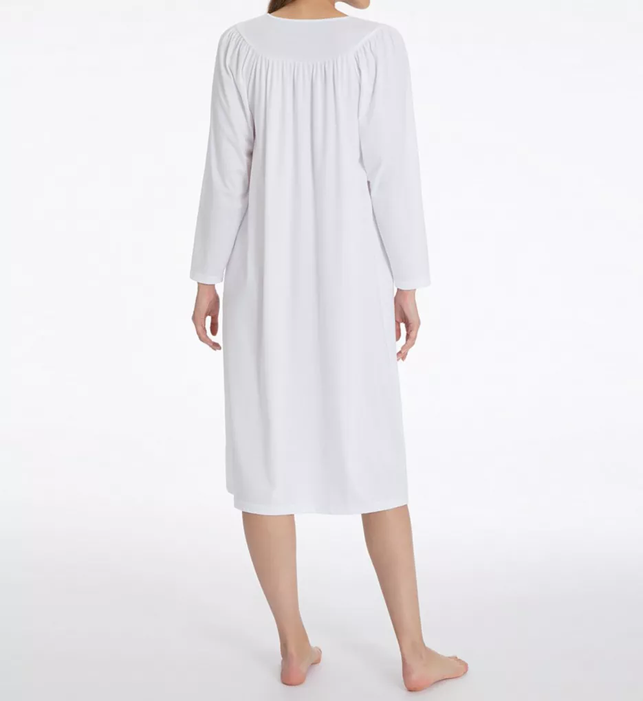 Homgro Women's Long Sleeve Nightgown Cotton Sleep Dress A line Layered Soft  Crew Neck Nighty White X-Large 