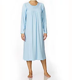 Soft Cotton Long Sleeve Nightgown Light Blue S