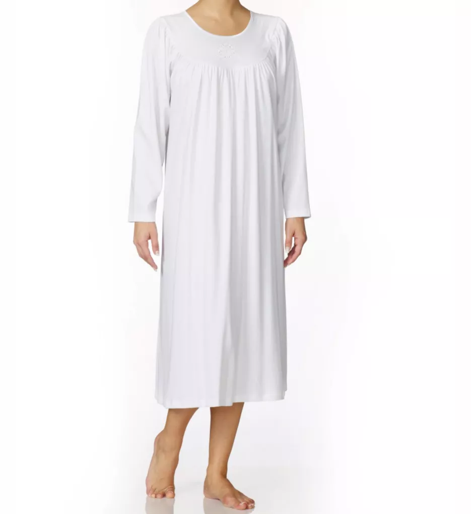 Soft Cotton Long Sleeve Nightgown White S