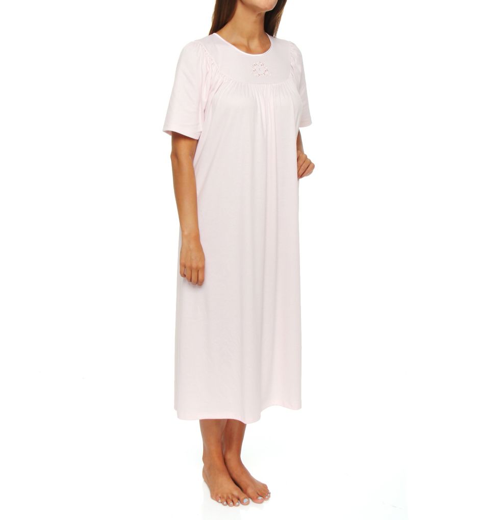 Soft Cotton Short Sleeve Night Shirt Gown-acs