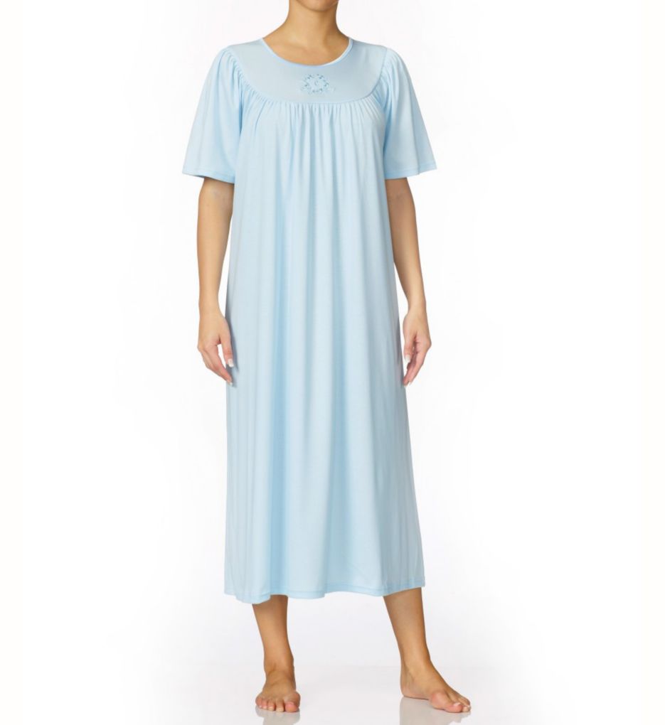 Soft Cotton Short Sleeve Night Shirt Gown-acs