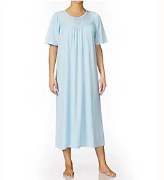 Soft Cotton Short Sleeve Night Shirt Gown Light Blue XS