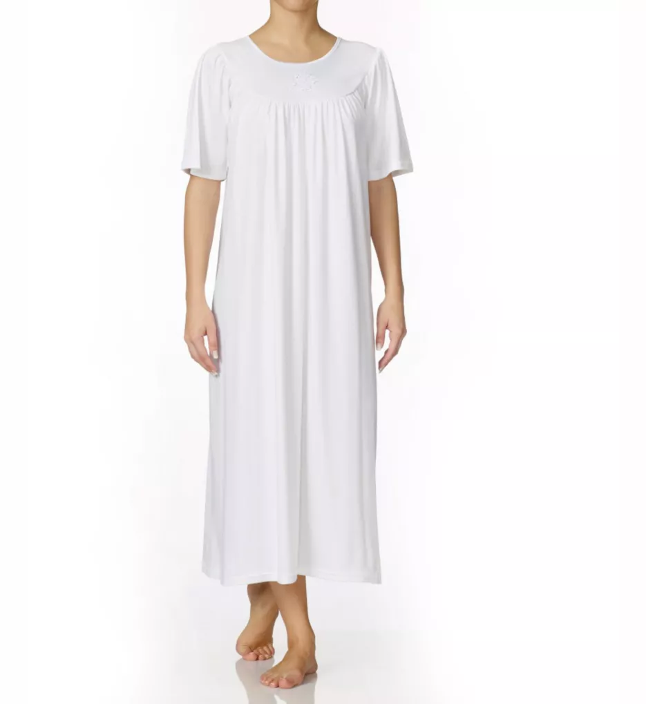 Soft Cotton Short Sleeve Night Shirt Gown White XS