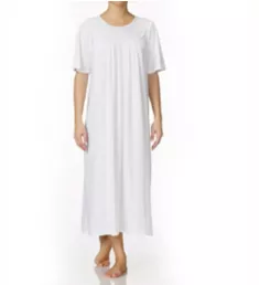 Soft Cotton Short Sleeve Night Shirt Gown White XS