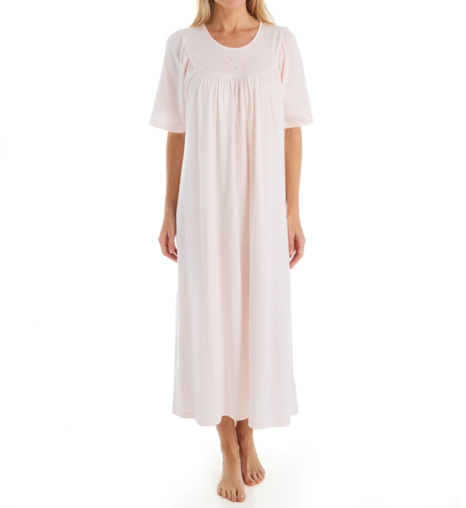 Soft Cotton Short Sleeve Night Shirt Gown-fs