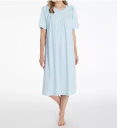 Soft Cotton Short Sleeve Nightgown Light Blue XS