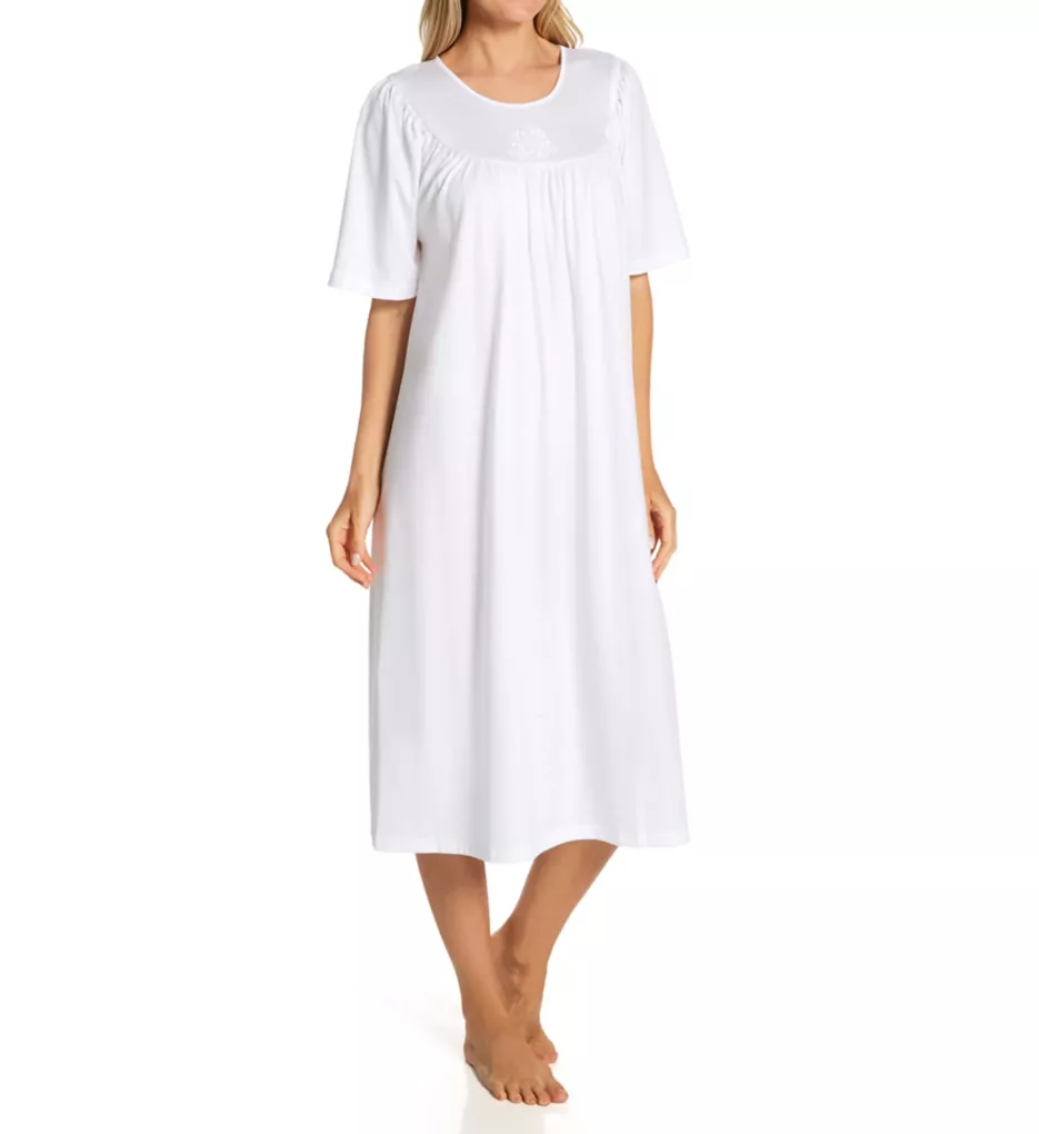 Soft Cotton Short Sleeve Nightgown White XS