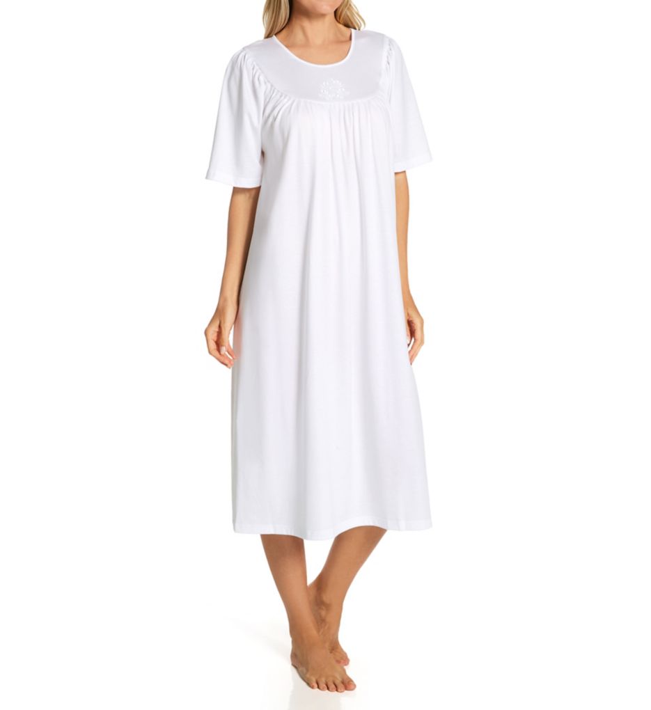 Calida Short-Sleeve Soft Cotton Nightgown White