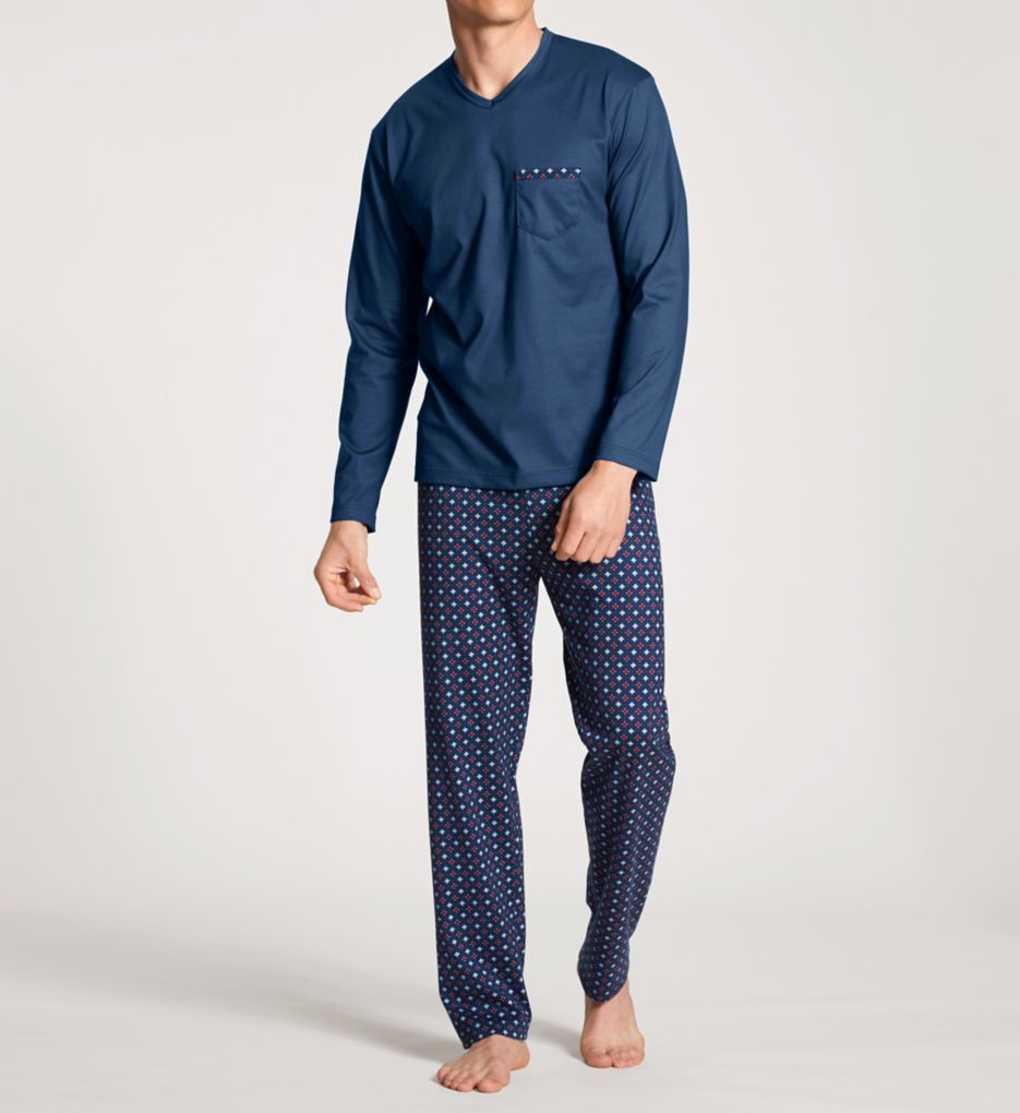 Pyjama long Calida Relax Choice 100% cotton interlock (Indigo Mood)