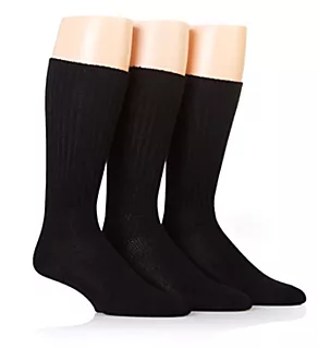Cotton Rich Rib Crew Sock - 3 Pack Black O/S