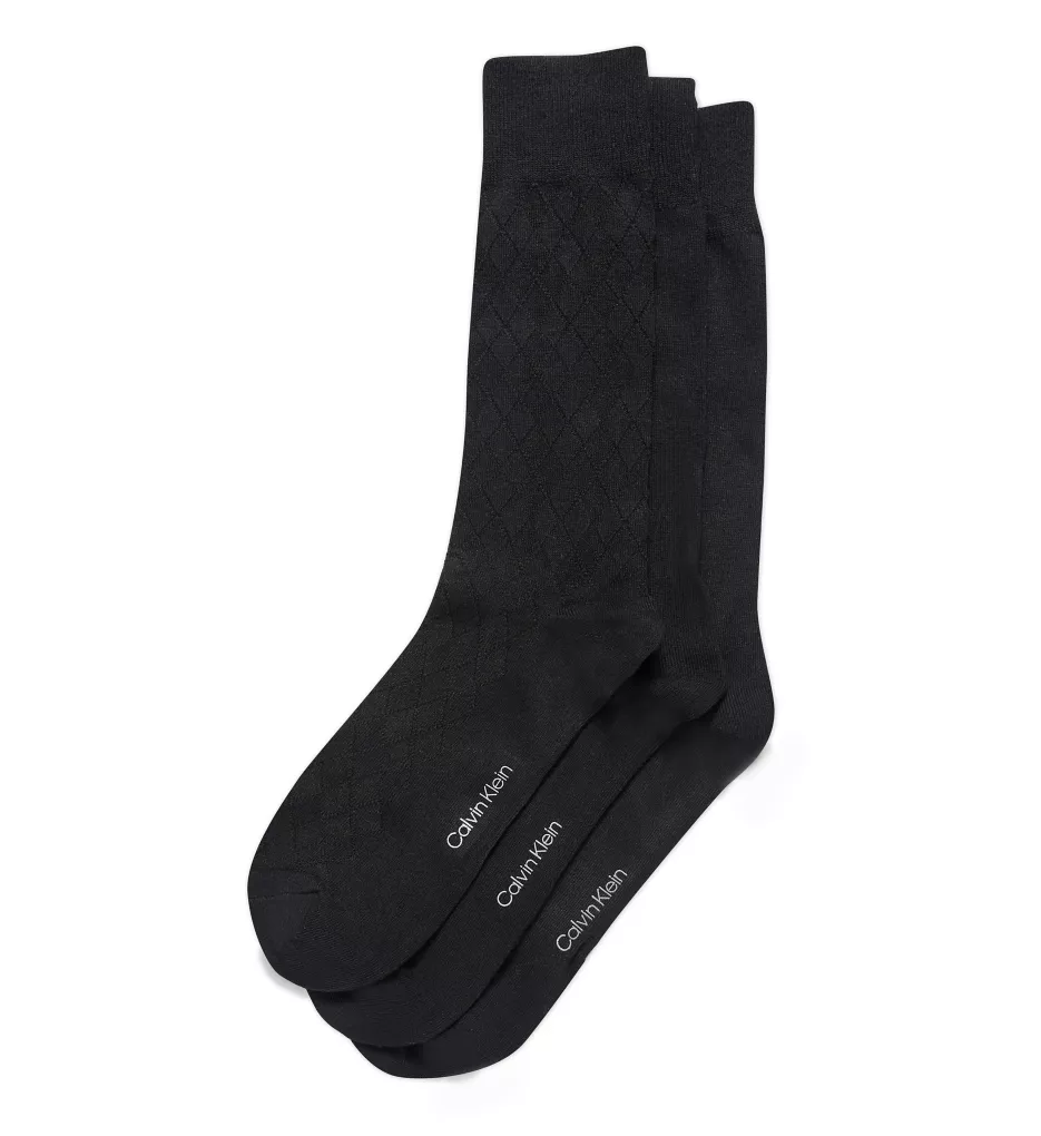 Viscose Rayon Textured Dress Crew Sock - 3 Pack