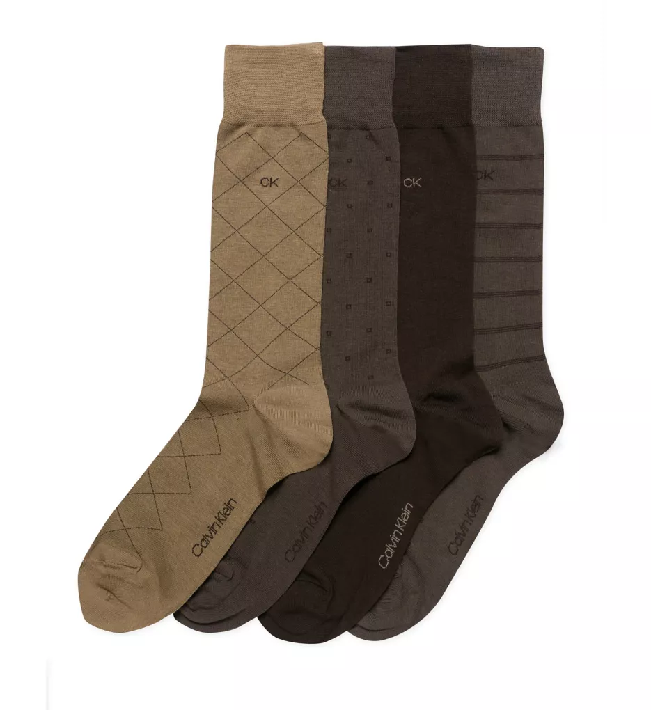 Dress Crew Sock - 4 Pack Taupe Assorted O/S